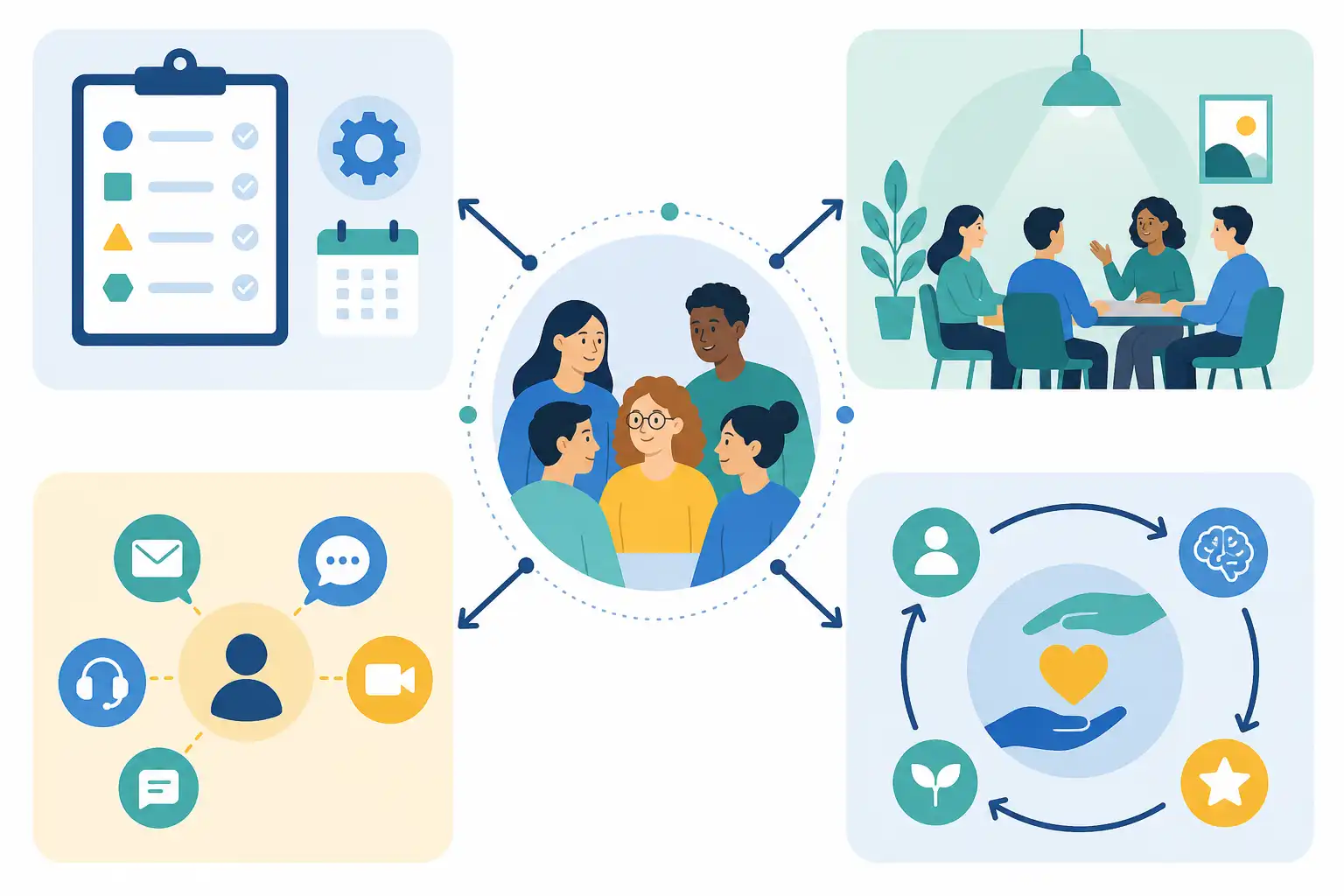 Infografik zu Neurodiverse Teams führen: Zusammenarbeit mit ADHS und Autismus im Arbeitsalltag (KI-generiert)